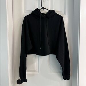 Alo Yoga Cropped Oversized Hoodie - Black - Athletic Yoga Gym Athleisure Wear